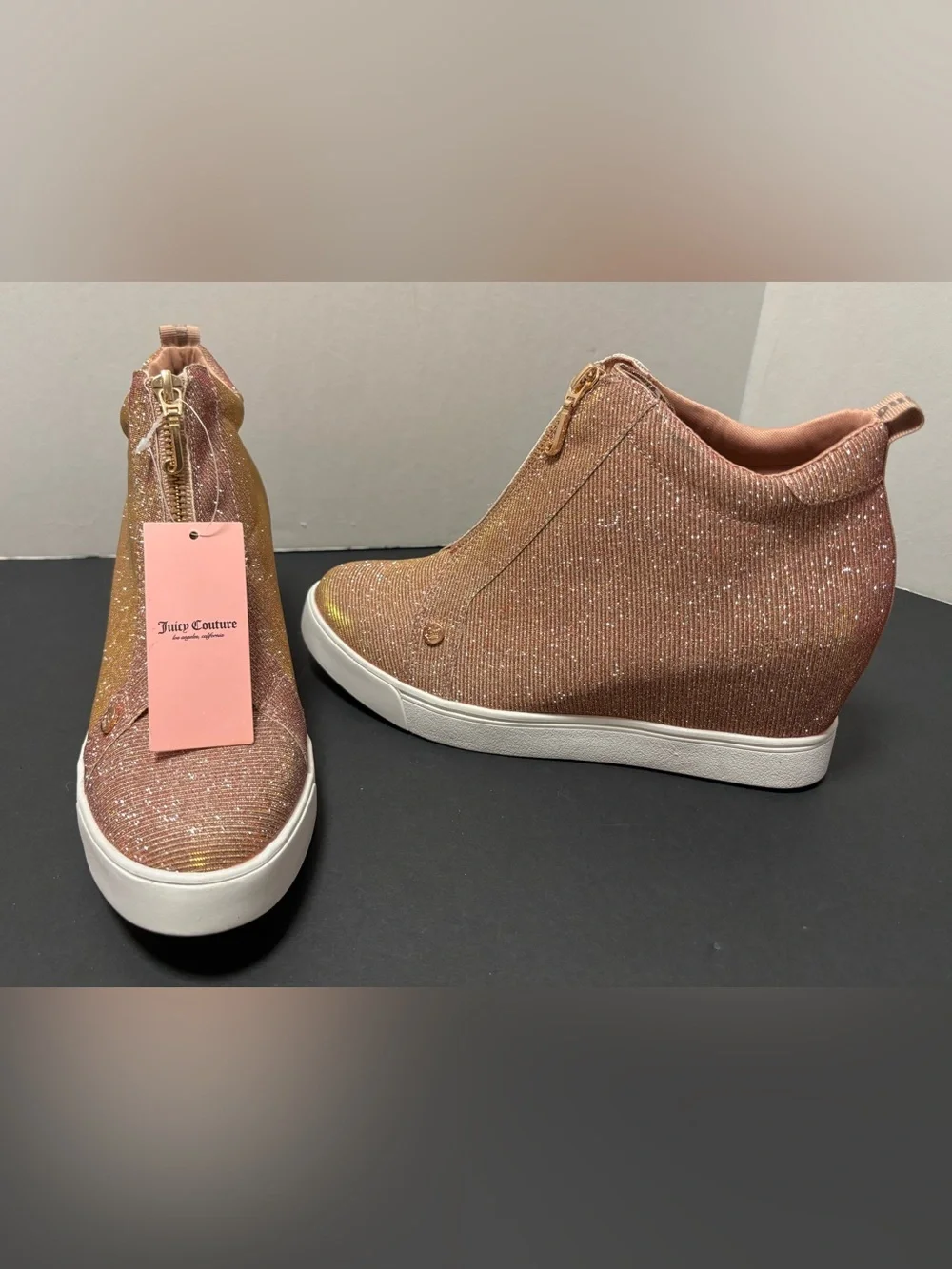 Juicy Couture JC-Joanz Blush Glitter Wedge Sneakers NWT 8.5